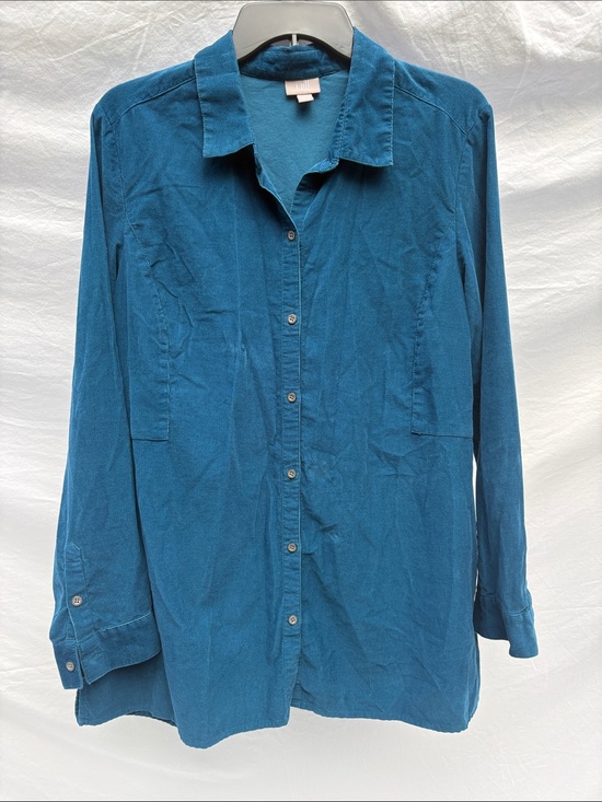 J. Jill Tops - J. Jill Teal Corduroy Button-Front Shirt